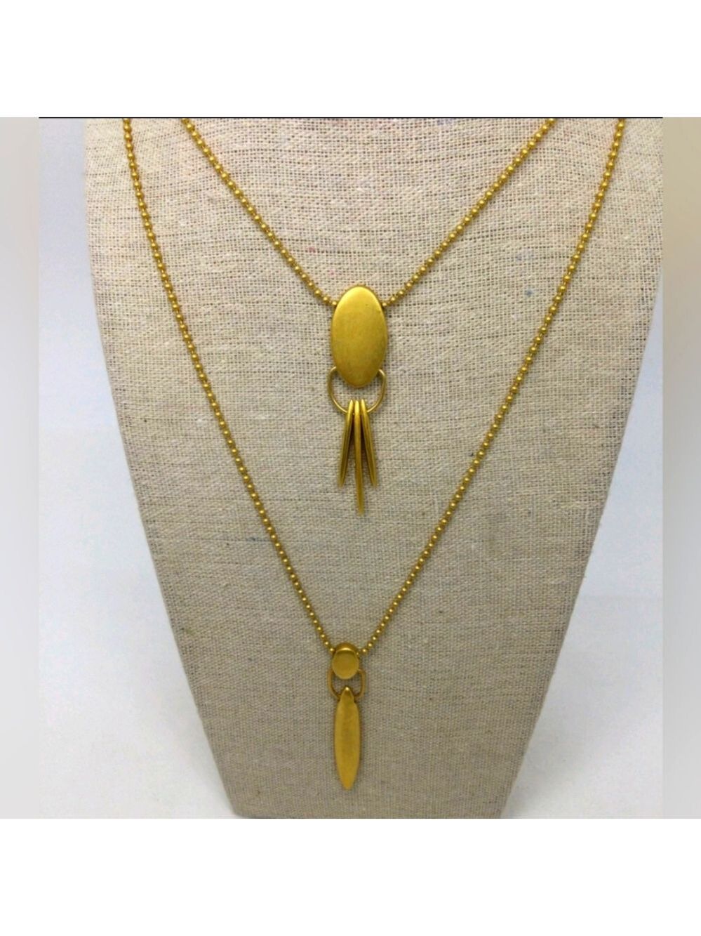 Madewell Goldtone Double Strand Beaded Necklace 29" EUC
